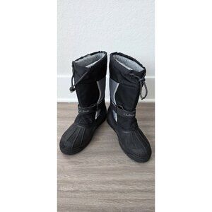 LL Bean Winter Snow Boots Kids Size 7 Northwoods Black & Gray with Felt Inserts